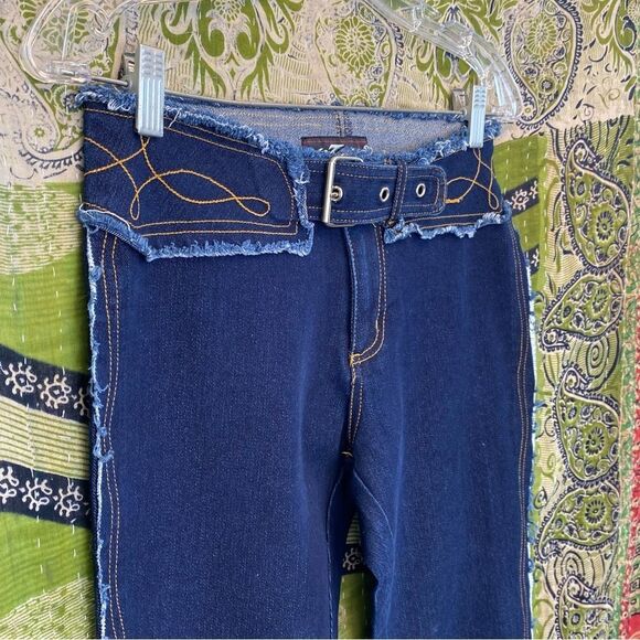 NWOT Deadstock Y2K Lazer Jeans Dark Wash Denim Flare Jeans Size 5 - Picture 3 of 16